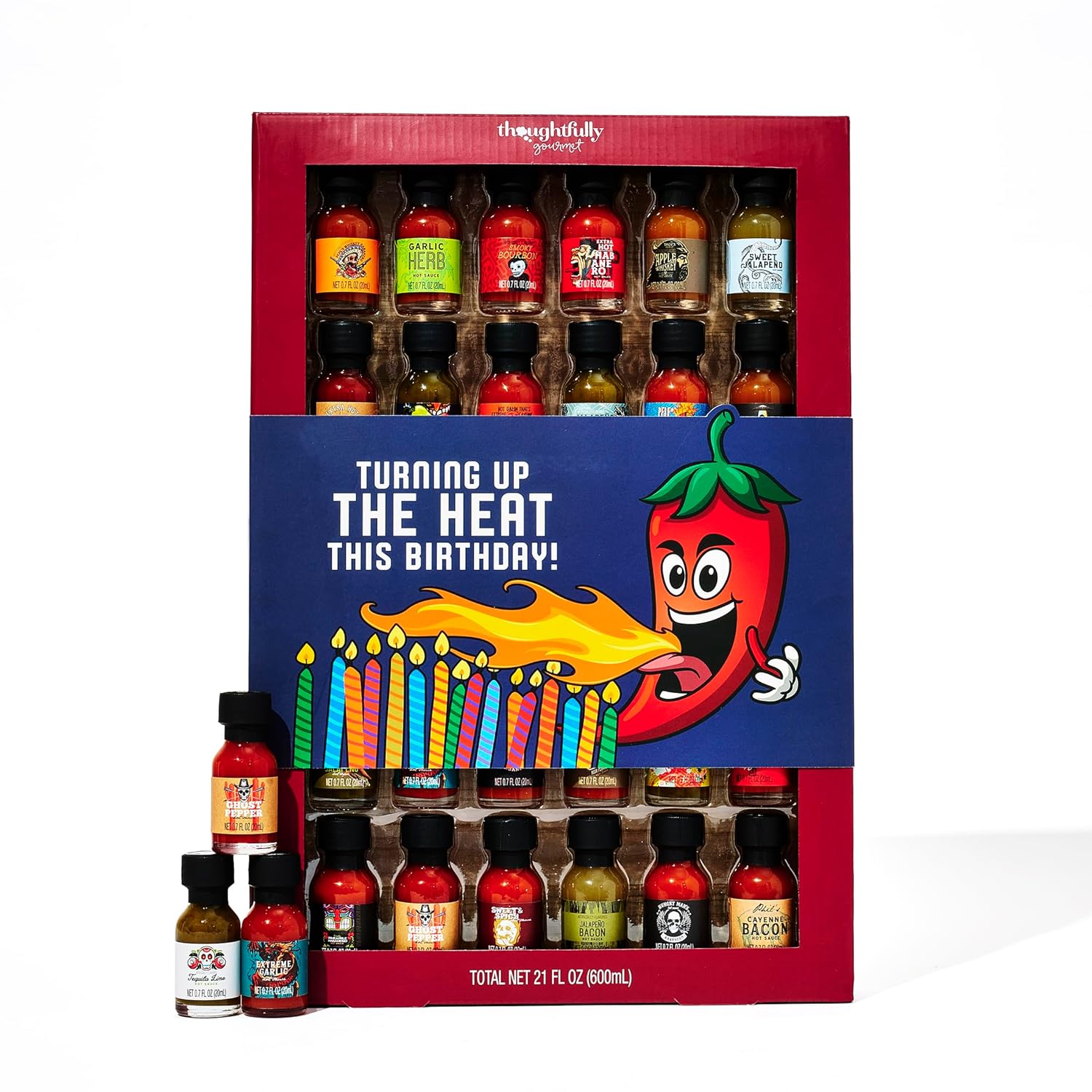 Gourmet Birthday Hot Sauce Sampler Gift Set with 30 Flavors