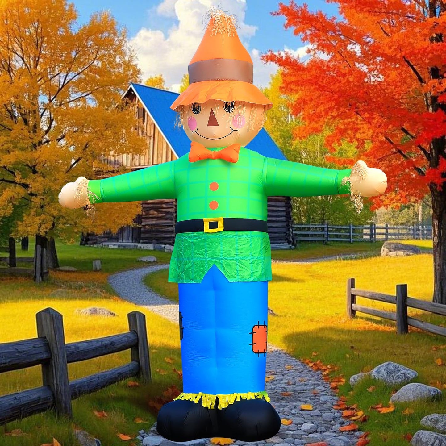 12FT Fall Inflatable Scarecrow for Thanksgiving Decor