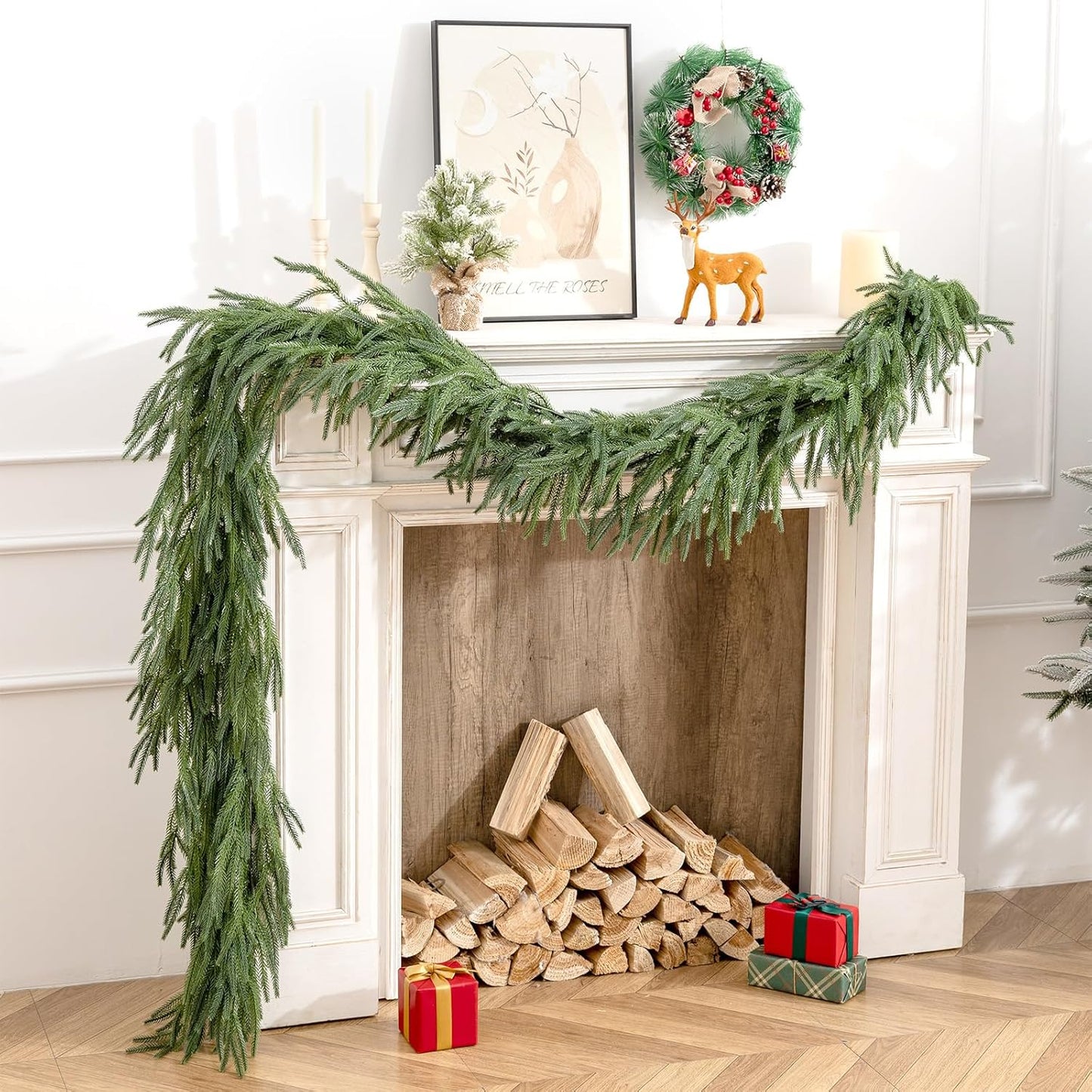 Real Touch Norfolk Pine Garland for Festive Indoor Decor