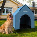 48 in XL Outdoor Dog House Blue - Elevated Weatherproof Shelter