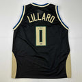 Facsimile Autographed Damian Lillard Milwaukee Black Reprint Laser
