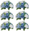 Blue Flowers Artificial Silk Kissing Ball for Wedding Table Decoration