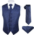 Mens Vest Tie Set 3PC Paisley Floral Jacquard - Formal Waistcoat