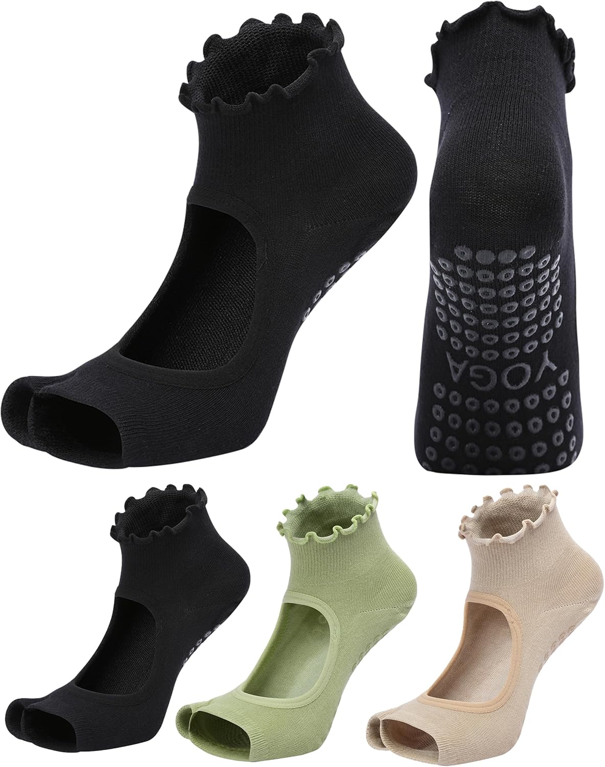 Digoon Women's Toeless Pilates Socks - Secure Grip