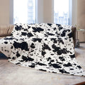 Queen Size Fleece Blanket - Soft Cozy Cow Print Throw 90x90