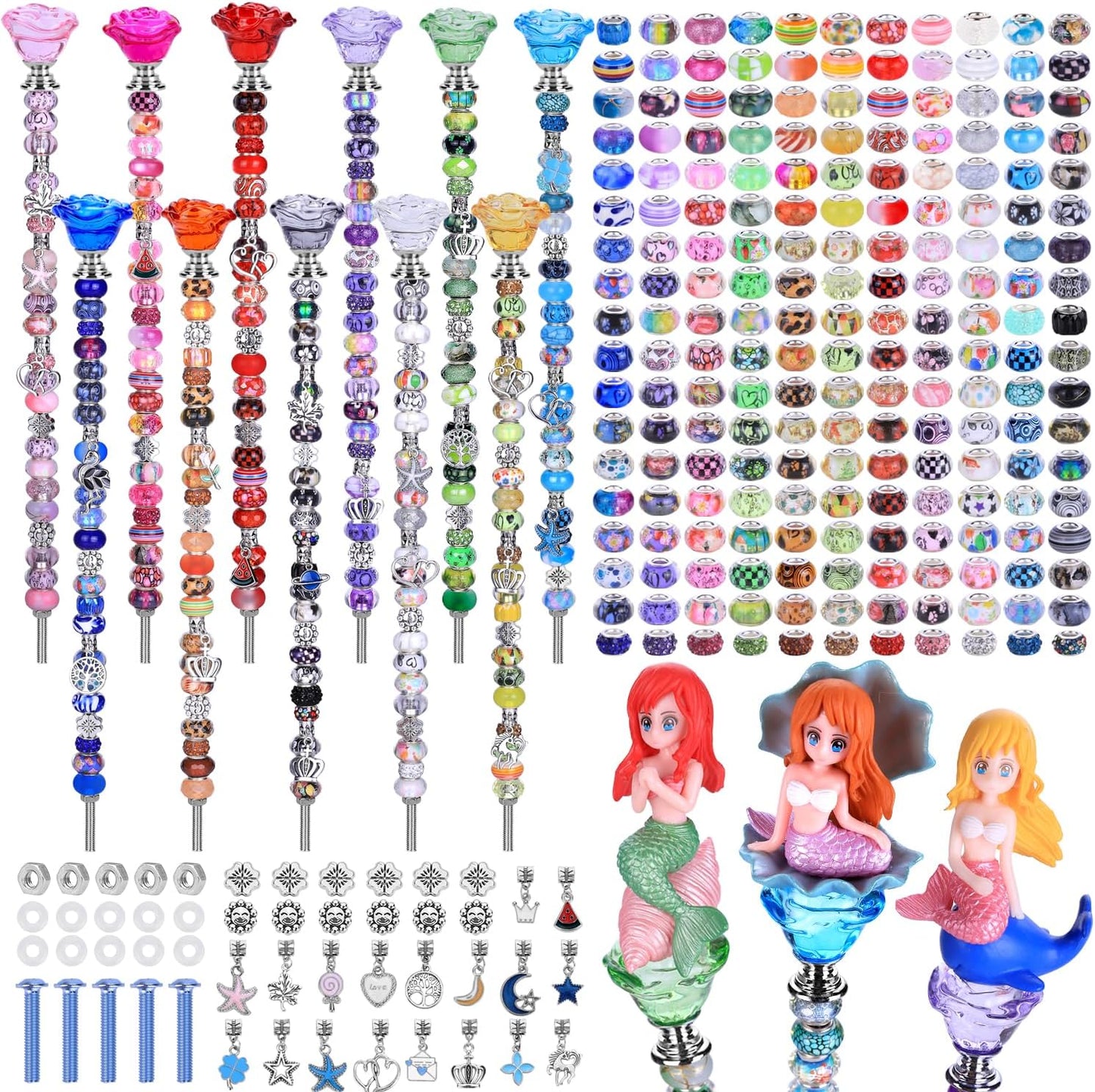 DIY Fairy Wand Garden Stakes Kit with Colorful Beads and Crystals