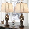Set of 2 Rustic Vintage Table Lamps with USB Ports for Home