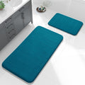 Peacock Blue Large Bath Mat Set 2 Piece - Super Soft Memory Foam