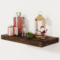 12 Inch Deep Floating Shelves 24 x 12 Rustic Brown - Thick Farmhouse