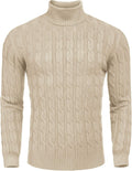 Men's Slim Fit Turtleneck Sweater - Cozy Twisted Knit Pullover Jewelry