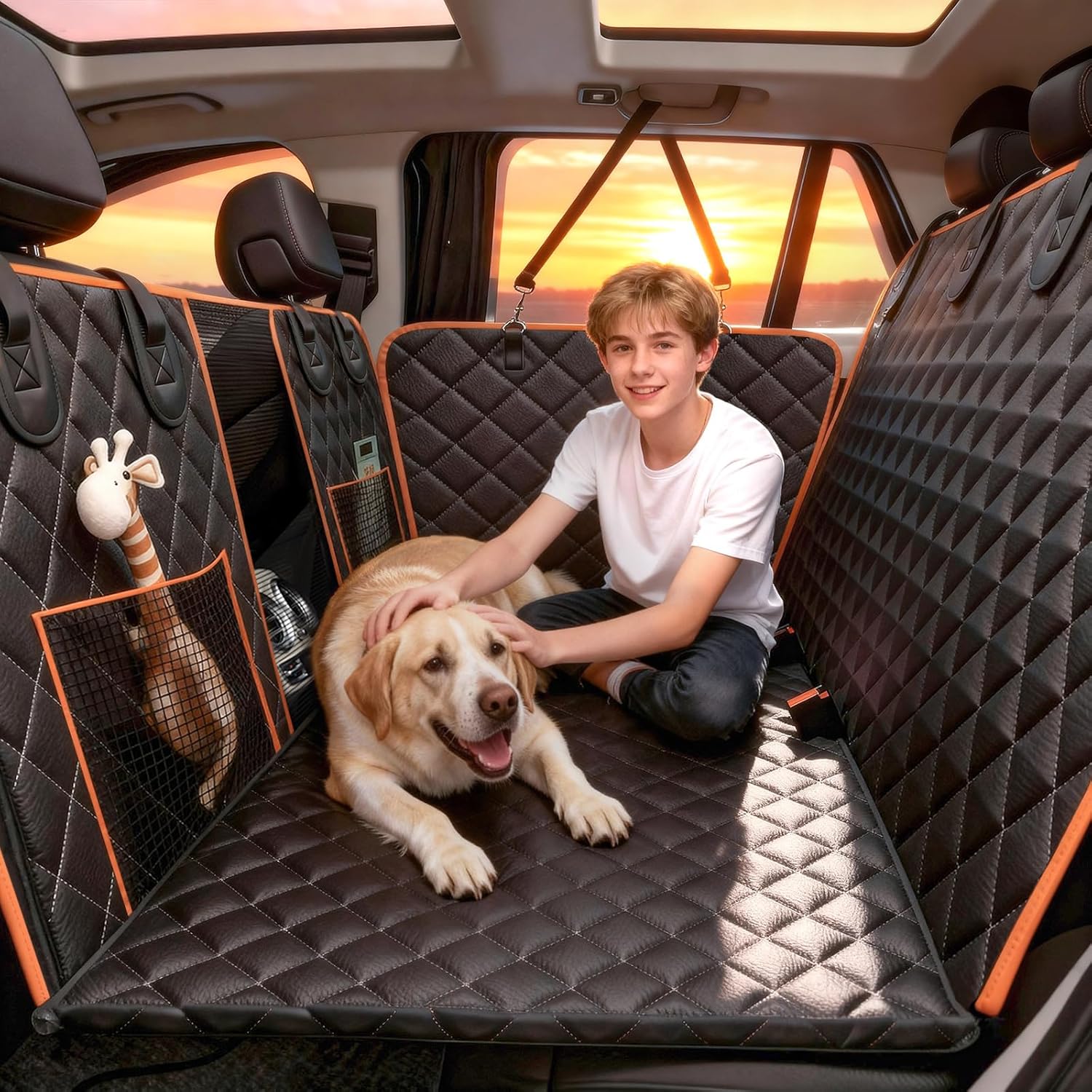 Dog Car Seat Cover for Back Seat - Waterproof Hammock Design