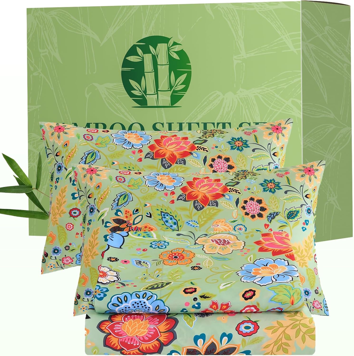 Queen Floral 4-Piece Sheet Set - Cooling Sheets for Comfort