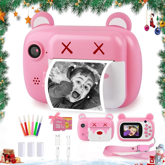 Upgrade Kids Instant Camera - HD Dual Lens | Pink