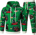 Mens Christmas Waffle Hoodie Tracksuit Set - Comfortable Festive Wear