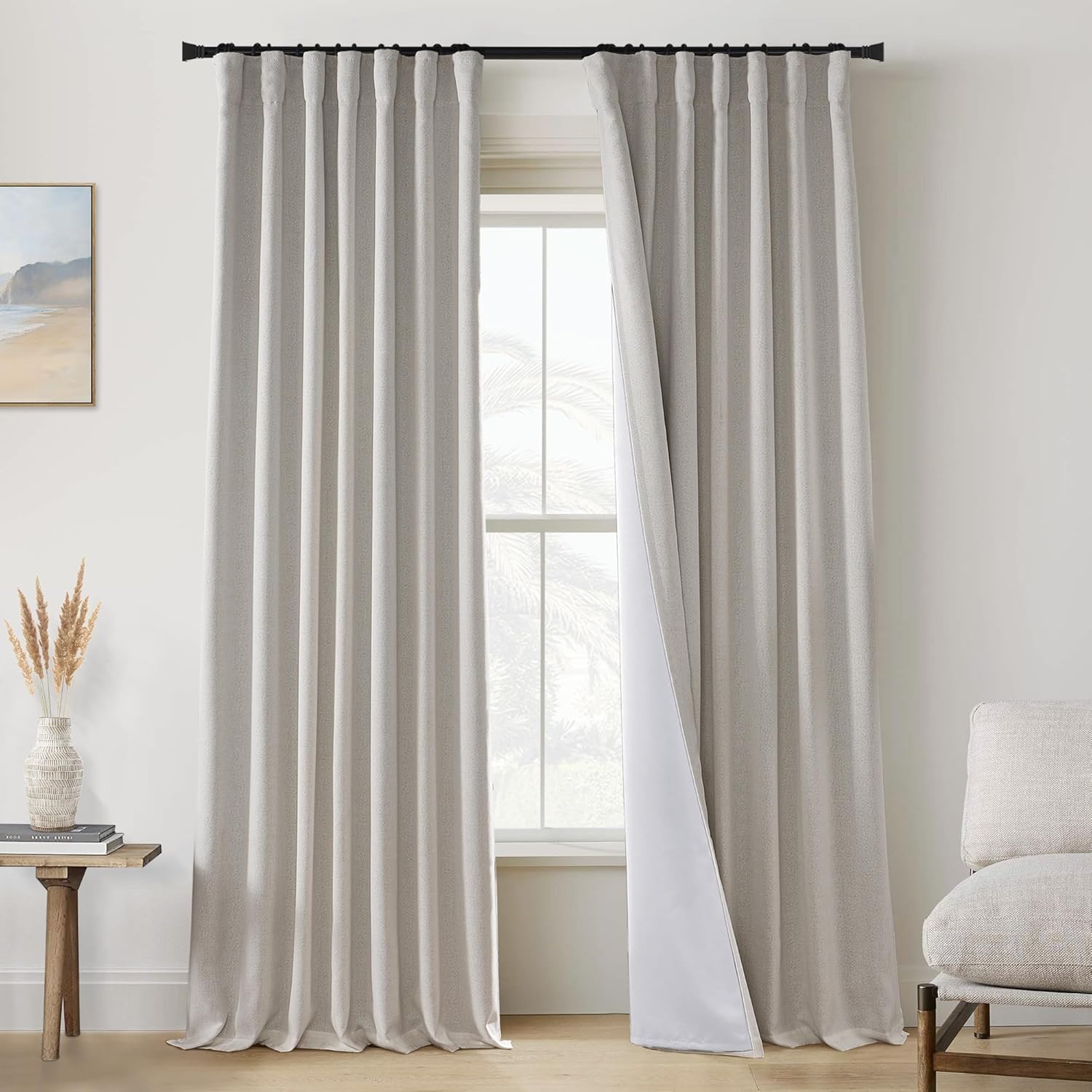 PANELSBURG Beige 100% Total Blackout Curtains for Home Decor