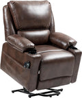 Power Lift Recliner Chair Brown Faux Leather - Massage & Heat