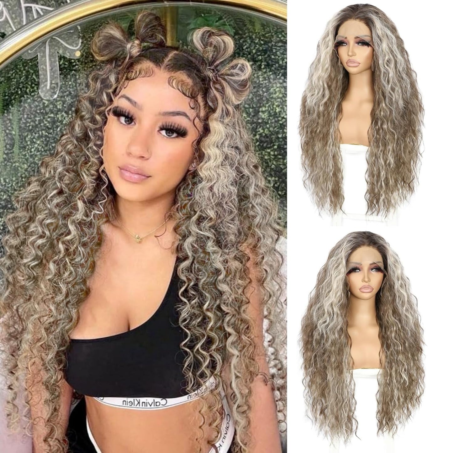 SAPPHIREWIGS Brown Curly Lace Front Wig for Daily Use 26 in