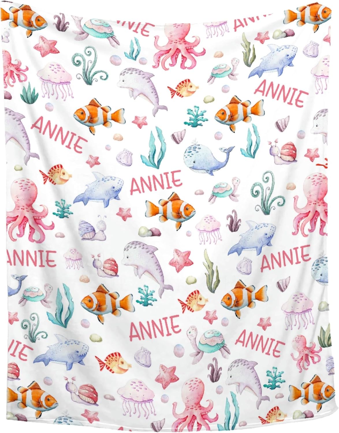 Ocean-themed Personalized Baby Blanket by Sandilya