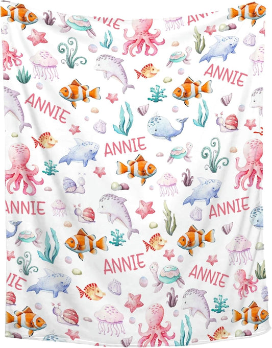 Ocean-themed Personalized Baby Blanket by Sandilya