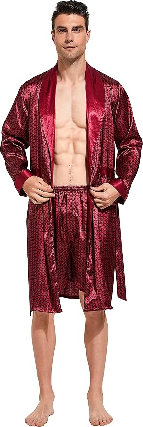 Tony & Candice Mens Satin Robe Lightweight Long Sleeve Kimono