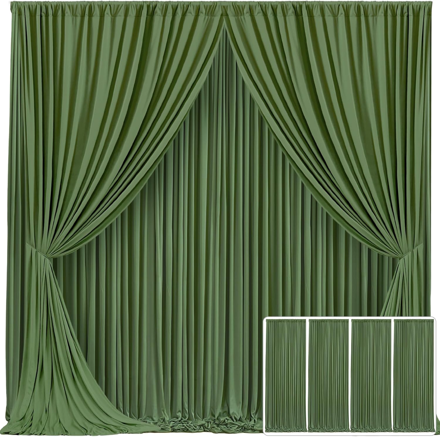 4 Panels Valley Green Backdrop Curtain for Parties and Events