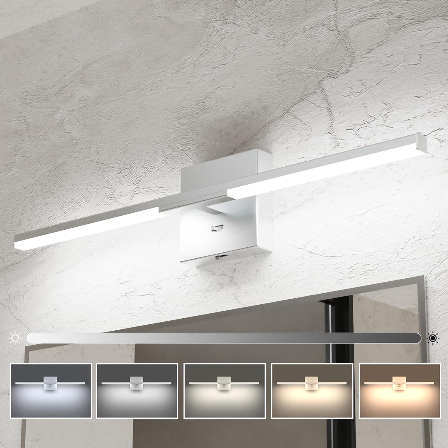 Modern Bathroom Vanity Light with Built-in Dimmer and 5CCT
