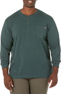 Dickies Men's Long Sleeve Heavyweight Henley - Durable Everyday Staple