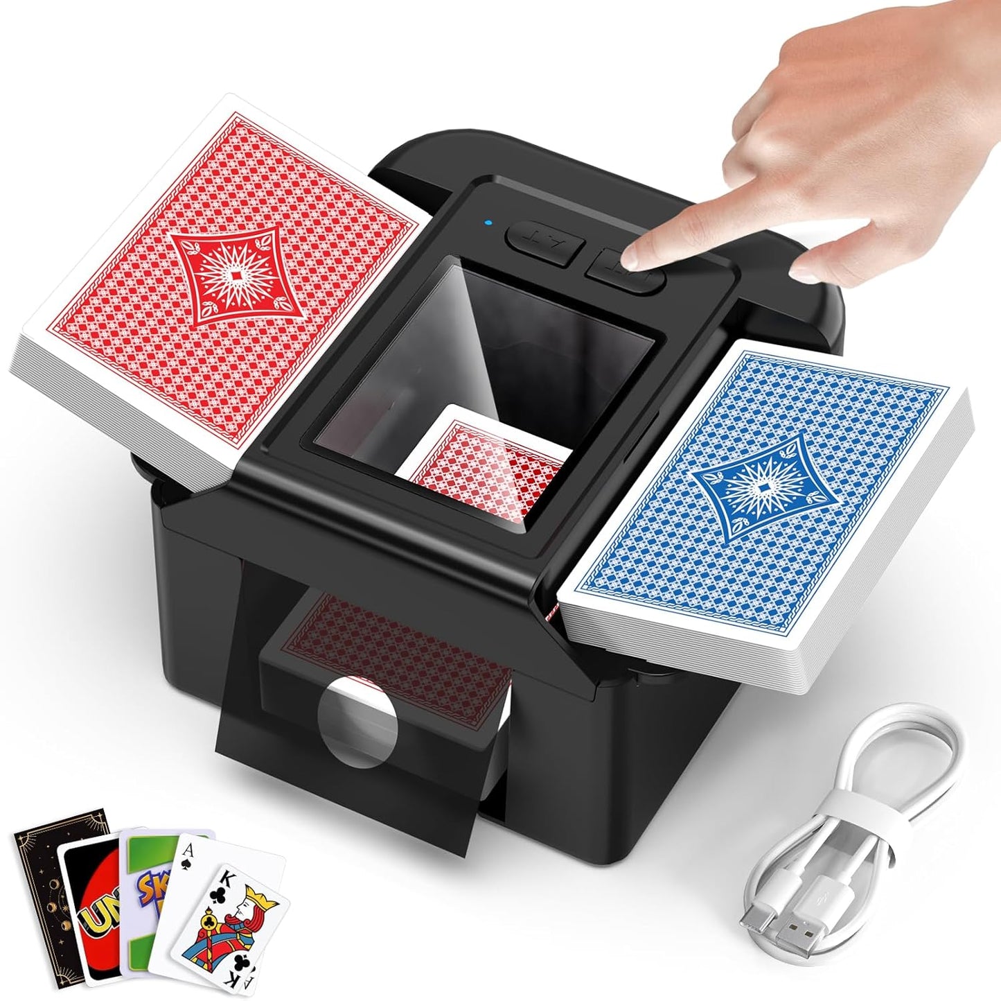 Automatic Card Shuffler for 2 Decks, Rechargeable and Portable