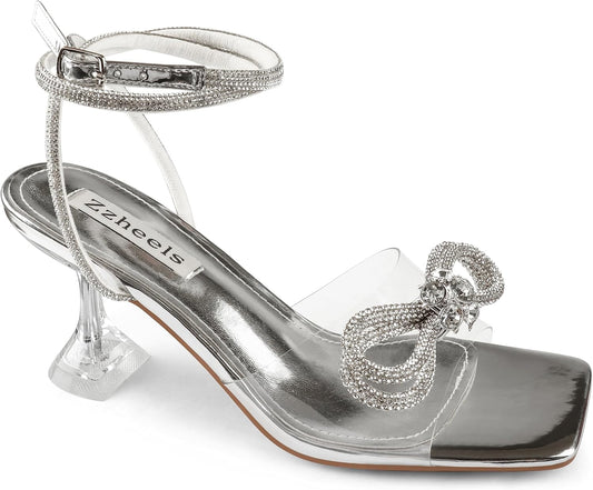 Zzheels Double Bowknots Crystal Sandals for Stylish Occasions
