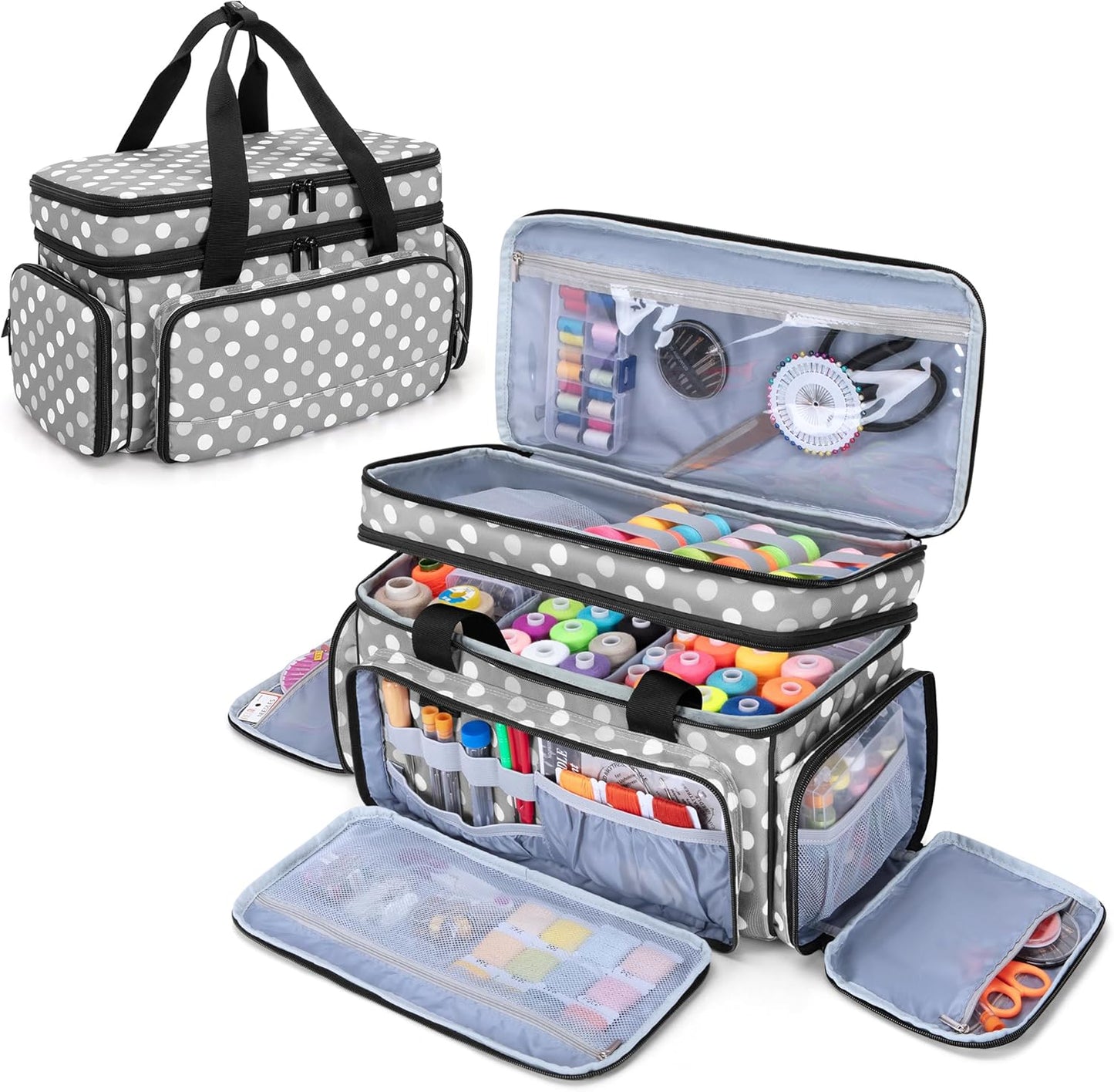 LUXJA Large 2 Layers Sewing Organizer Bag for Supplies Storage