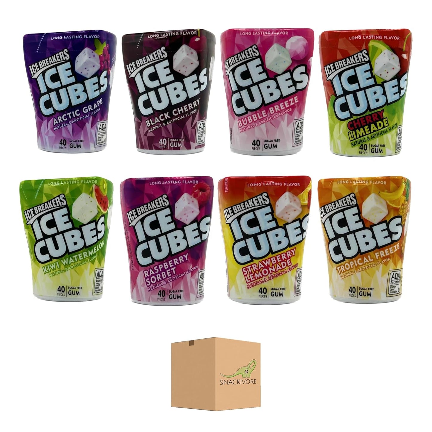Ice Cubes Gum Variety 8 Pack with Fruity Flavors for Everyone