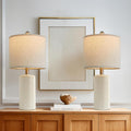 20.25 in Modern Ceramic Table Lamp Set of 2 - Compact Bedside Lighting