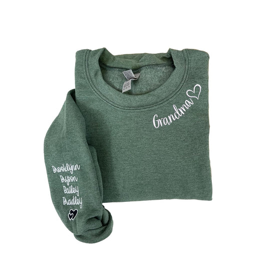Personalized Grandma Sweatshirt: Custom Grandkids Names Embroidered