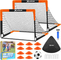 Kids Soccer Goals for Backyard Set of 2 - Portable Pop Up Training