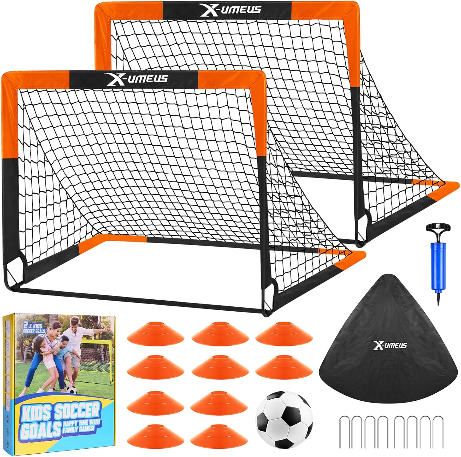 Kids Soccer Goals for Backyard Set of 2 - Perfect for Ages 3-12