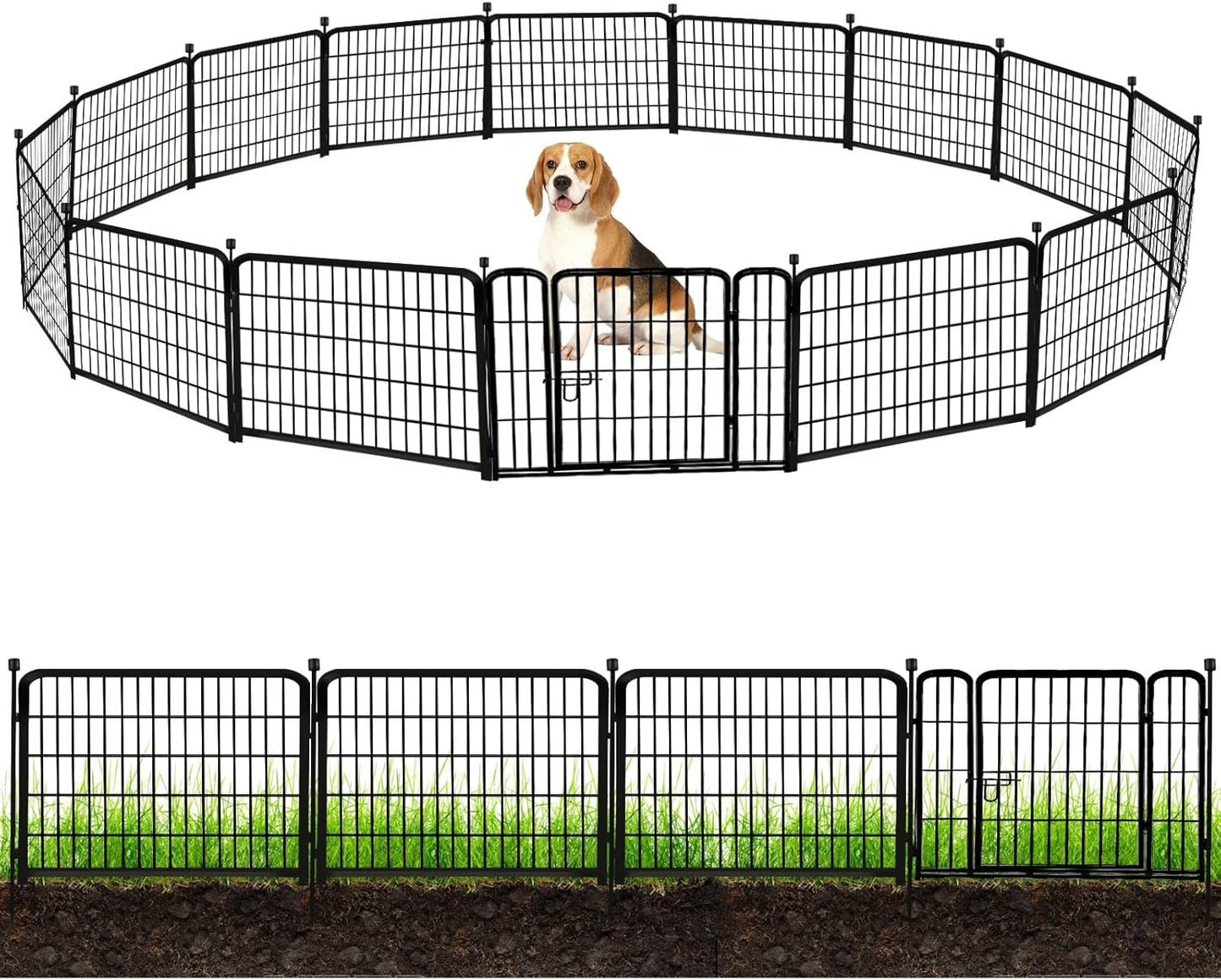Heavy Duty 24 in Garden Fence with Gate for Pets and Plants