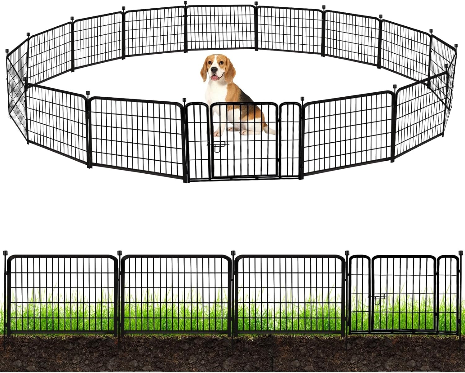 Heavy Duty 24 in Garden Fence with Gate for Pets and Plants