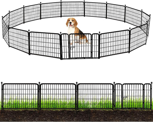 Heavy Duty 24 in Garden Fence with Gate for Pets and Plants