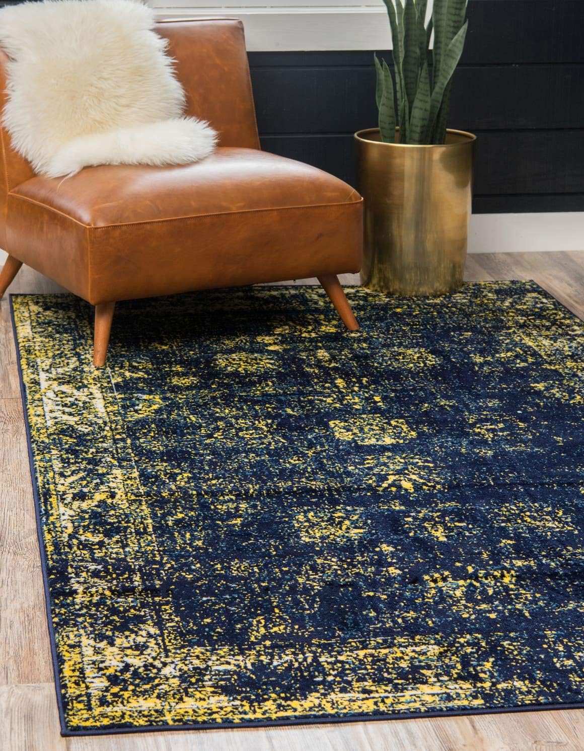 Unique Loom Sofia Collection Area Rug - Casino in Navy Blue