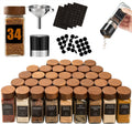 34Pcs Glass Spice Jars Set with Acacia Wood Lids for Kitchen