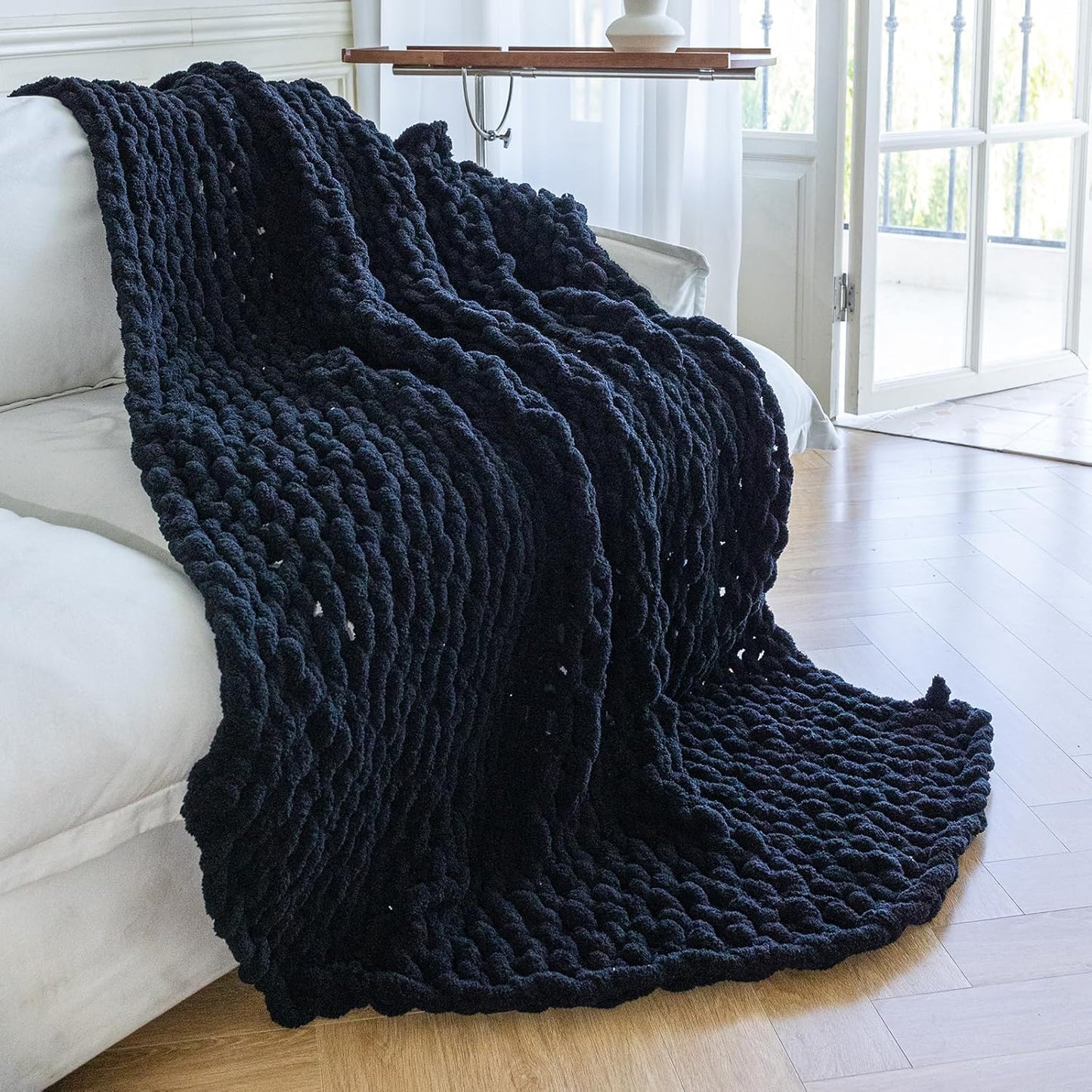 Chunky Knit Blanket - Luxury Soft Cozy 50in x 60in Throw Blanket