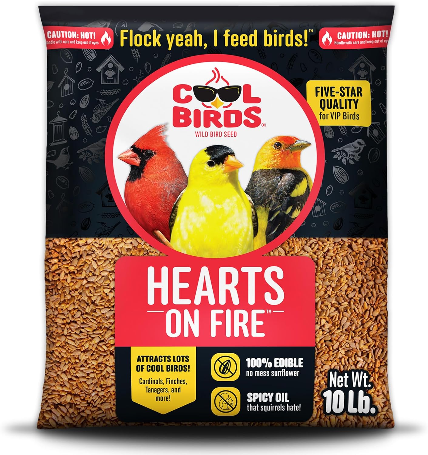 Hearts on Fire Hot Bird Seed for Backyard Birds and Feeders
