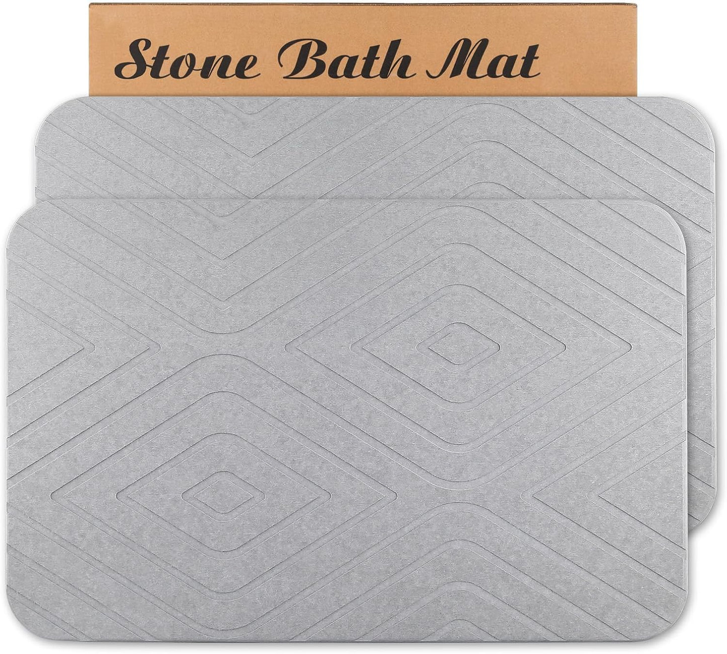 Diatomaceous Earth Bath Mat 2 Pack for Quick Drying Floors