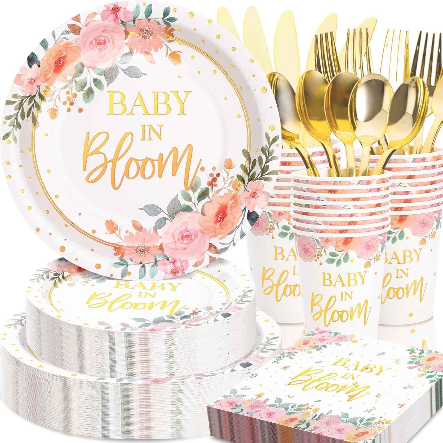 350 Pcs Baby in Bloom Baby Shower Decorations for Girls Party