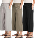 Women's Ultra-Soft Wide Leg Capri Pants 3-Pack - Comfortable Lounge