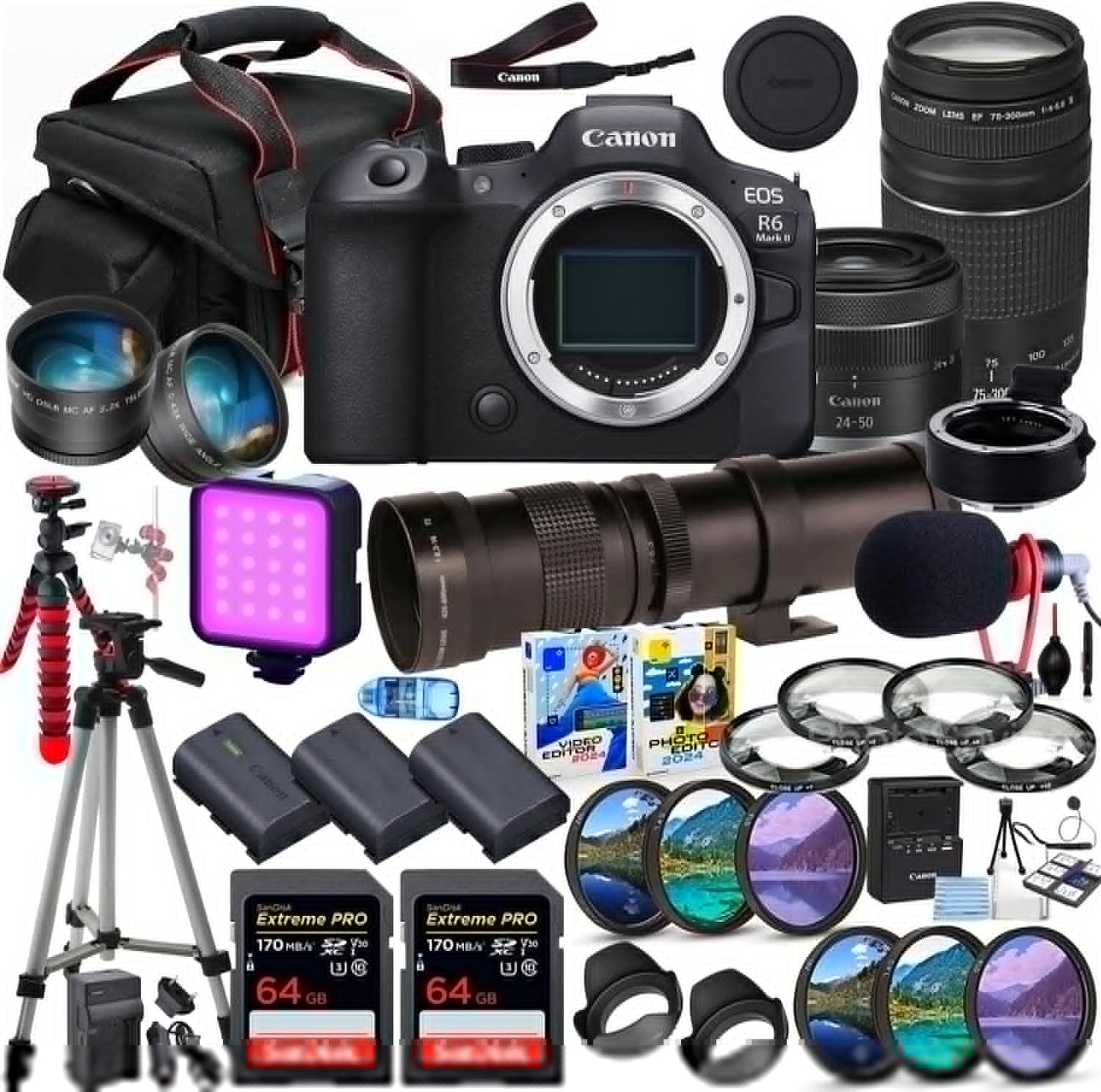 Canon EOS R6 Mark II Mirrorless Camera Bundle with Lenses