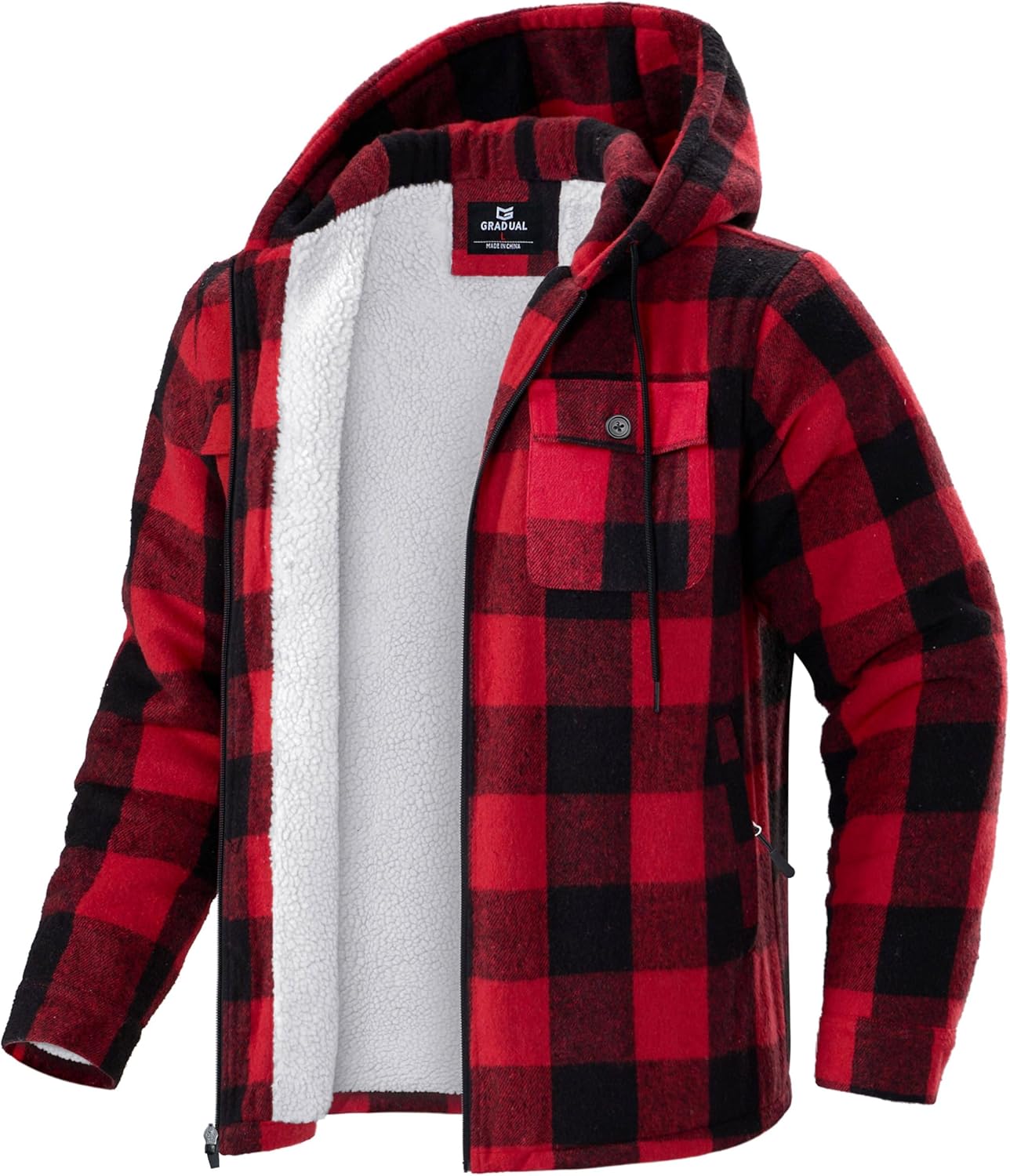G Gradual Men's Flannel Jacket with Sherpa Lining for Warmth