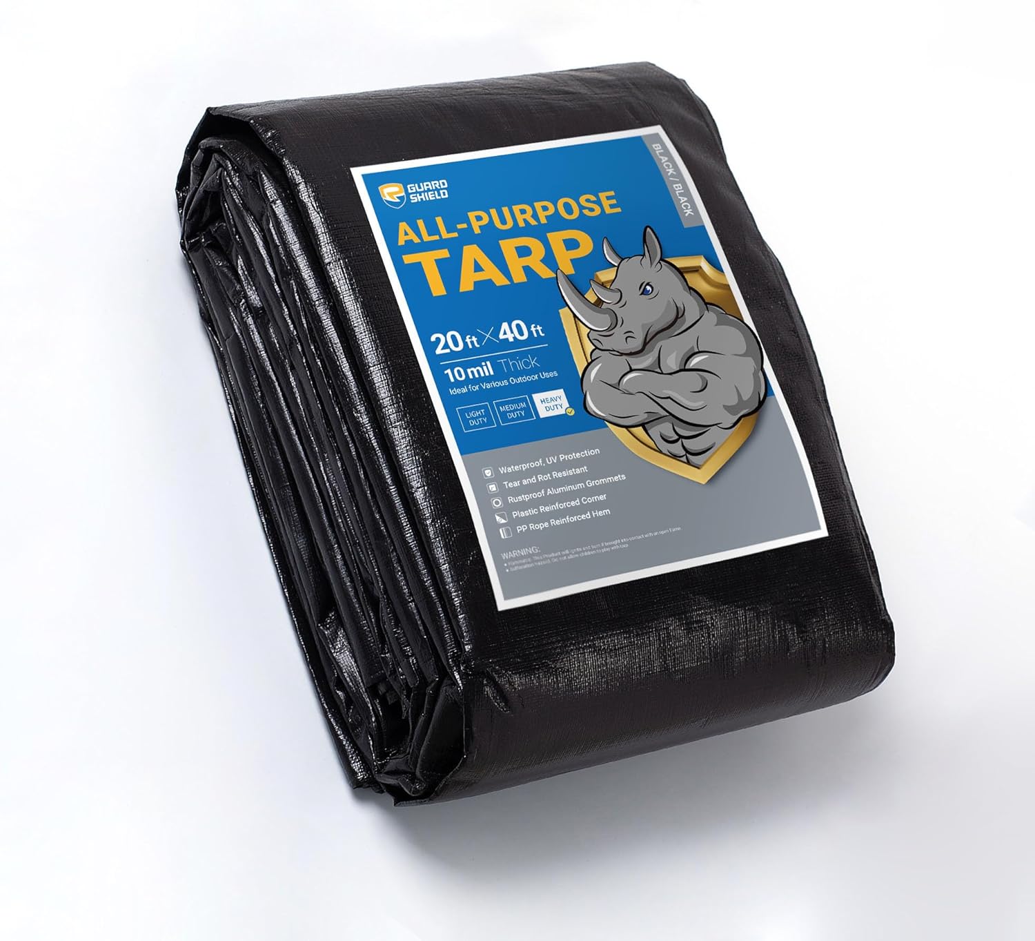 Heavy Duty Waterproof 20x40 Feet Black Poly Tarp Cover