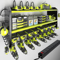 Power Tool Organizer with Charging Station - 8 Drill Holder Wall Mount