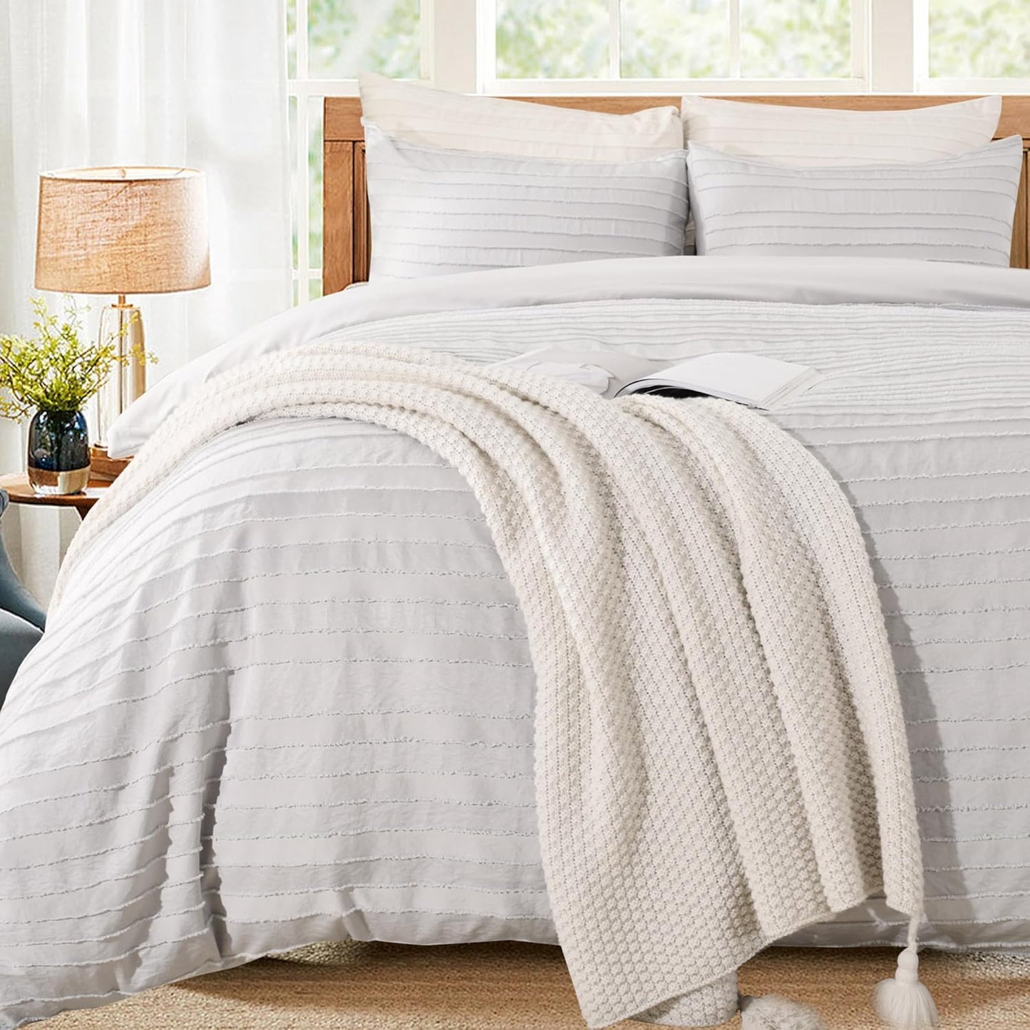 NEXHOME PRO California King Duvet Cover Set in Light Grey